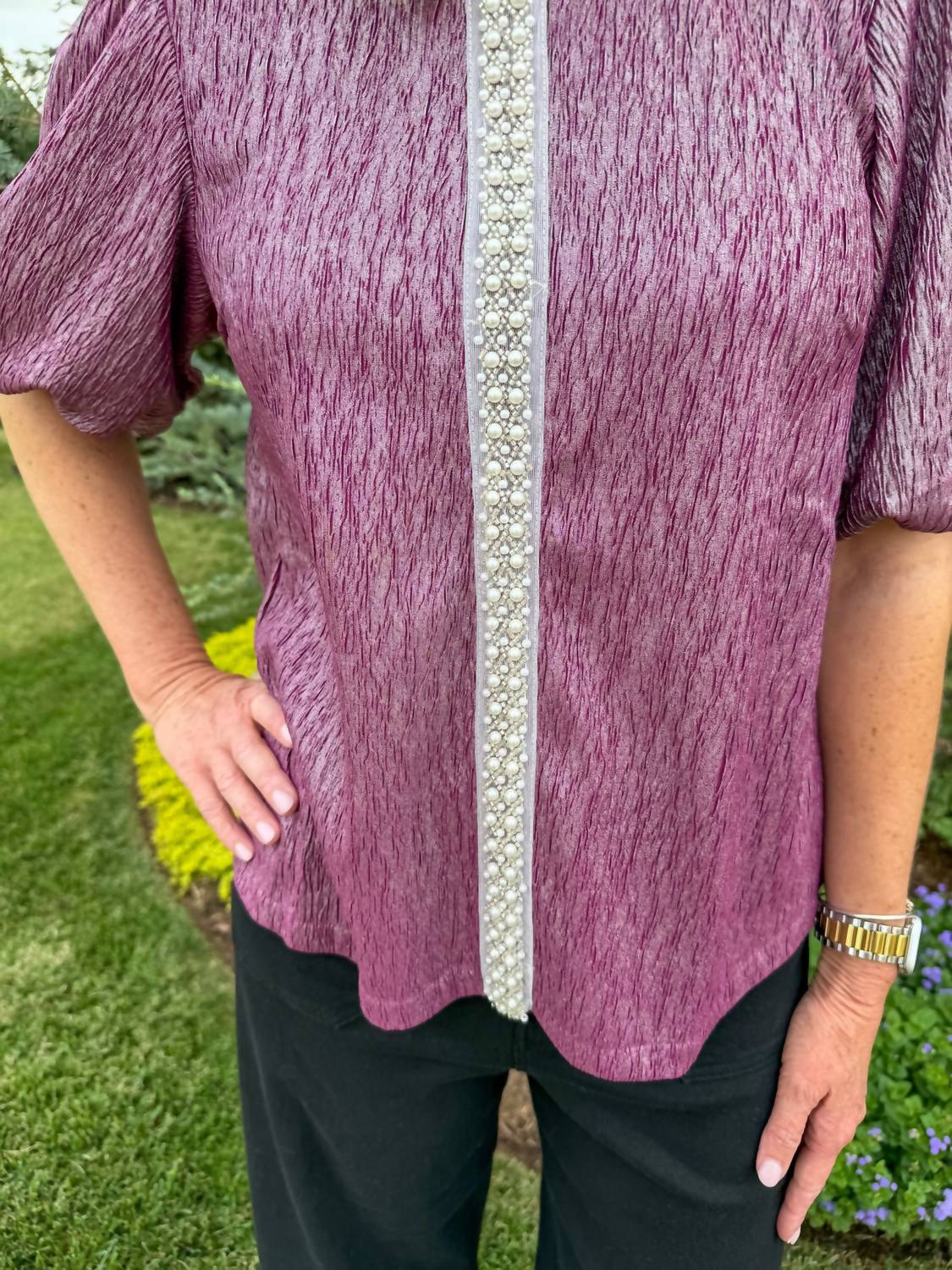 voy Pearl Radiance Top in purple - women's t-shirt - alternate view