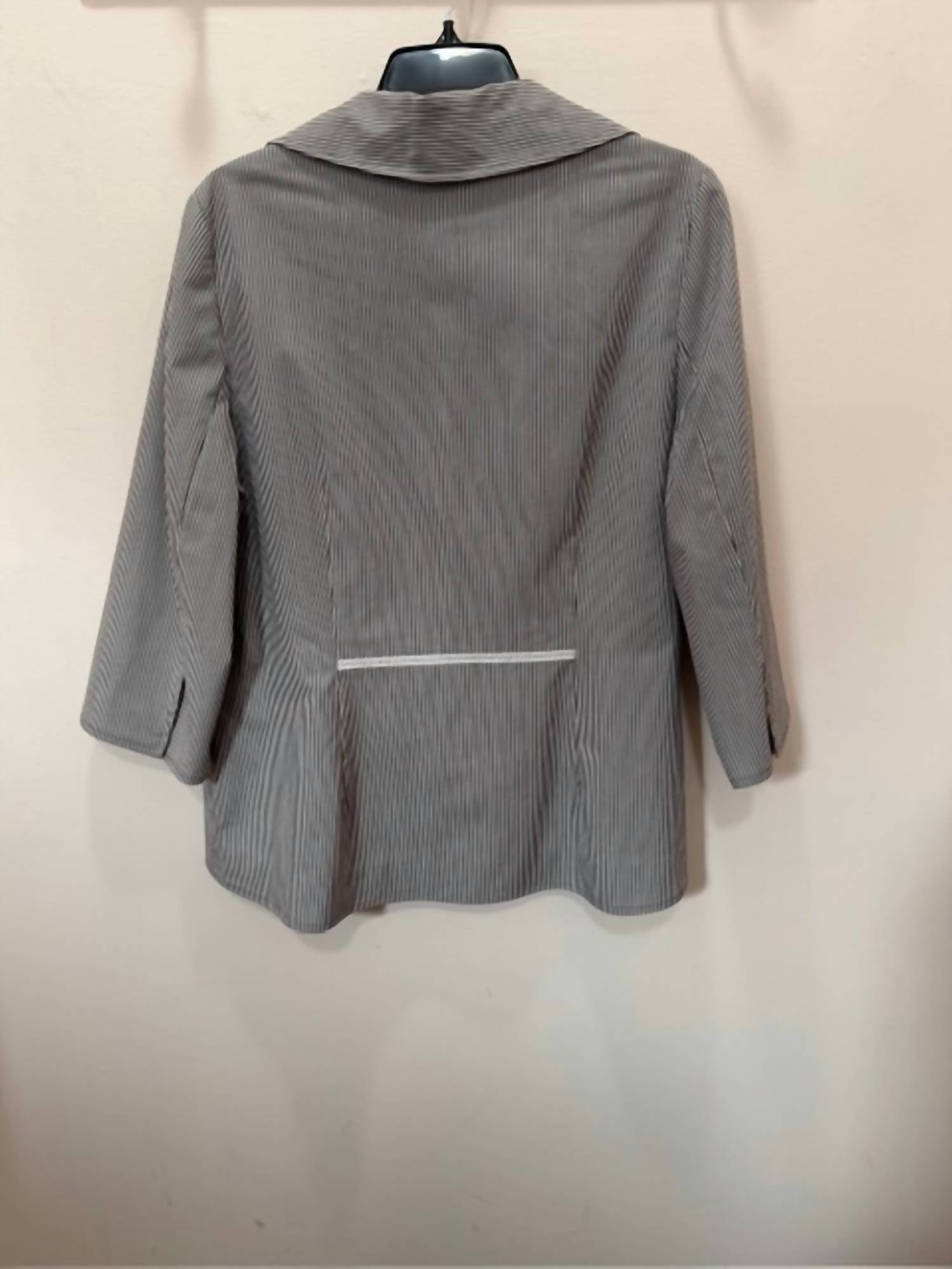 Compos'd Women's Single Button Jacket in taupe stripe - women's jacket - detail view