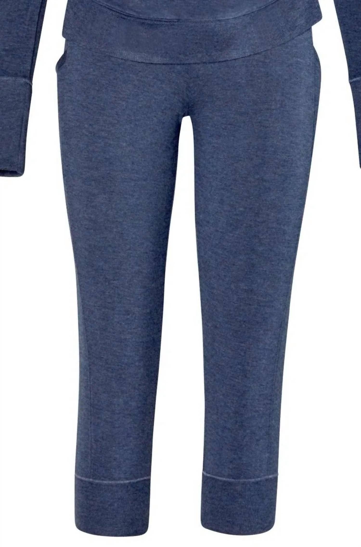 Twelve Eighty Eight Women's Cropped Jogger in heather denim - women's pants - detail view