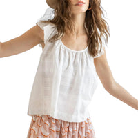 Lilla P Women's Ruffle Sleeve Top in white - women's blouse