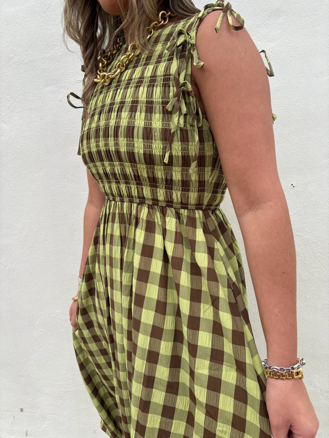 Strut & Bolt - Citron Maxi Checked Dress