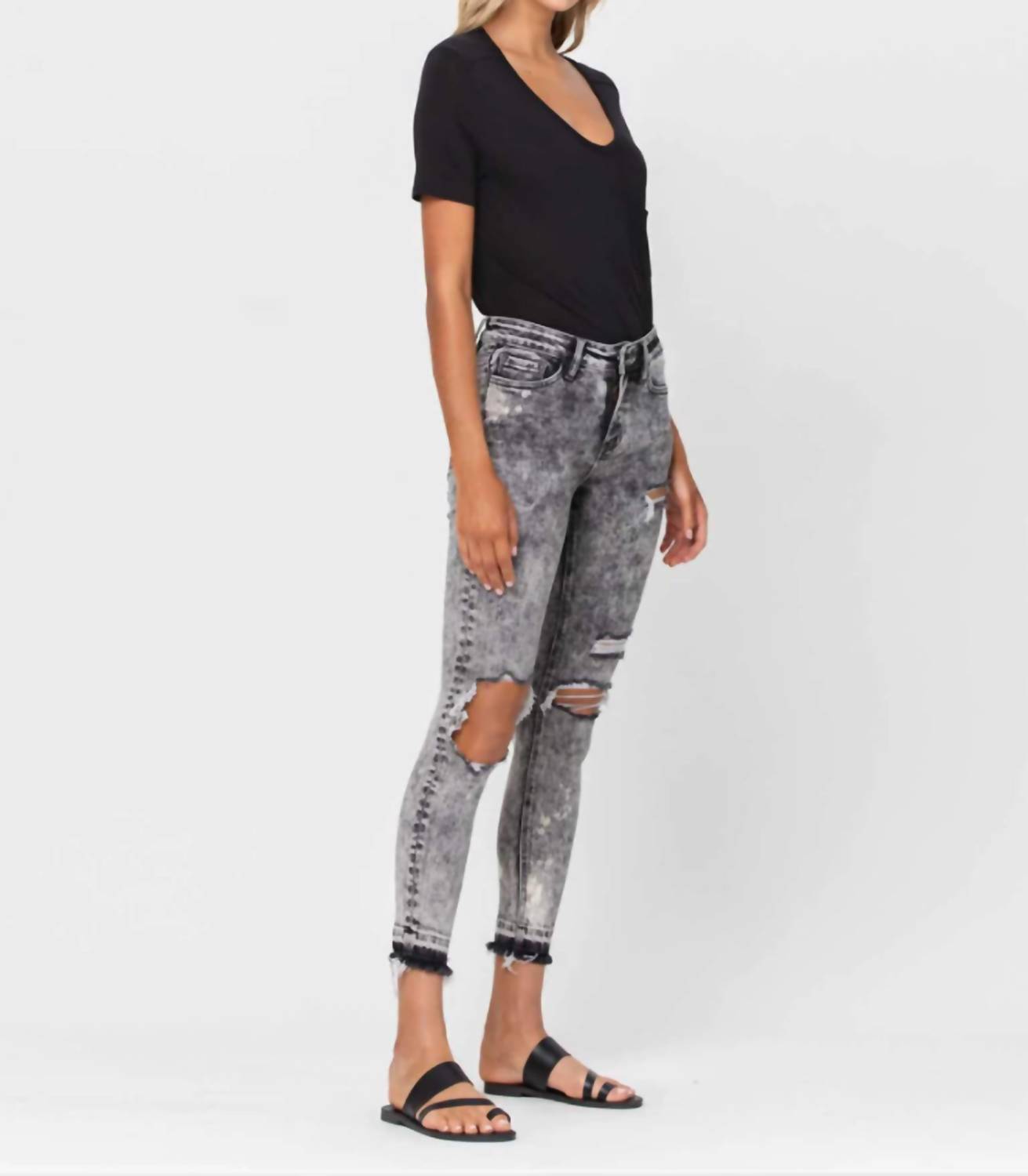 VERVET BY FLYING MONKEY Mornin' Light Cropped Skinny Jeans in acid wash - women's jeans - view 4