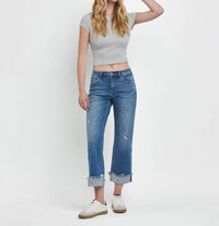 Flying Monkey - Mid Rise Raw Cuffed Hem Jeans