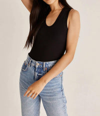 Z Supply Sirena Rib Tank Top in black 3 - women's tank top - alternate view