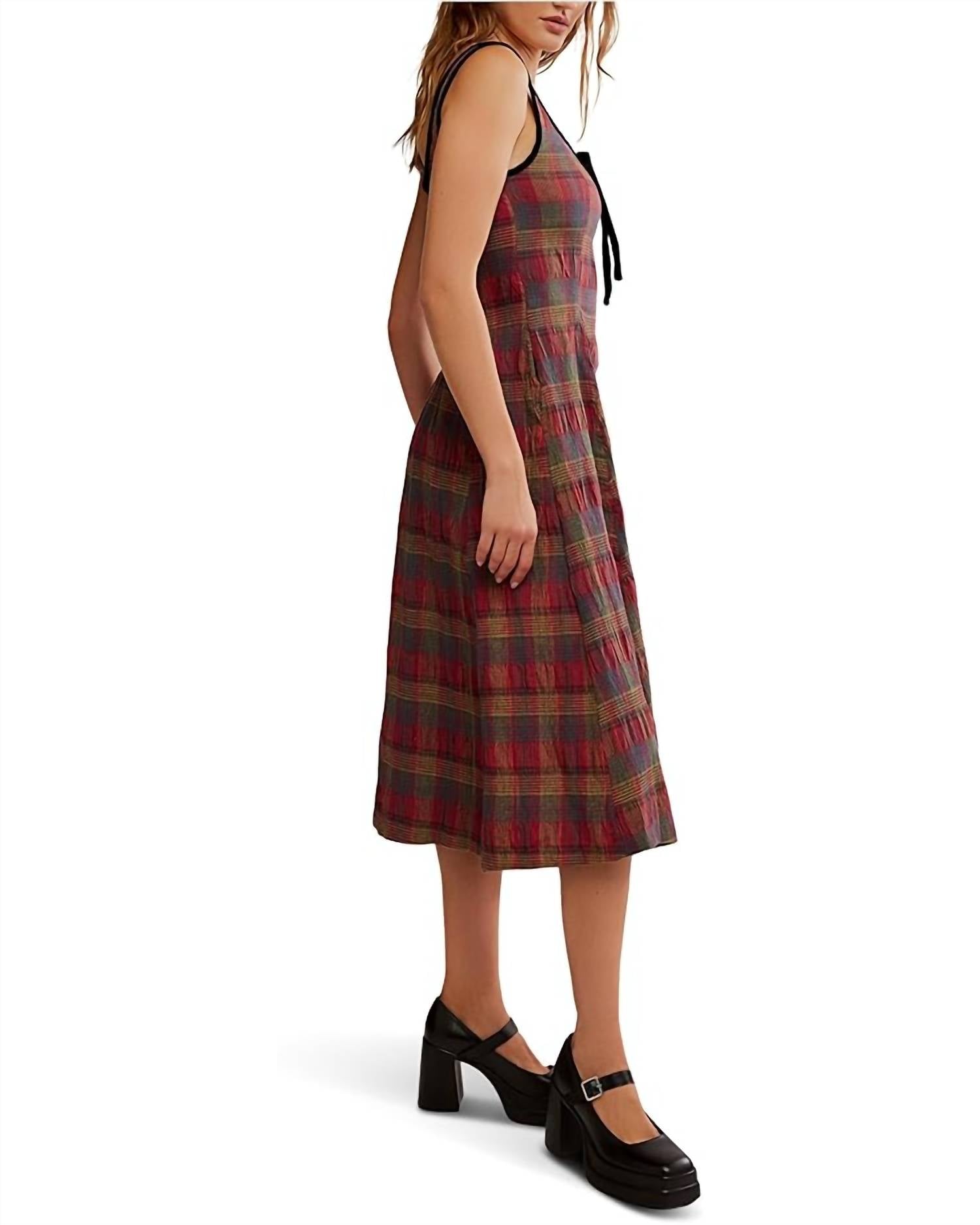 Free People - Freya Plaid Midi Dress