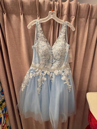 Dave & Johnny - Embroidered Tulle Rhinestone Belt Mini Dress