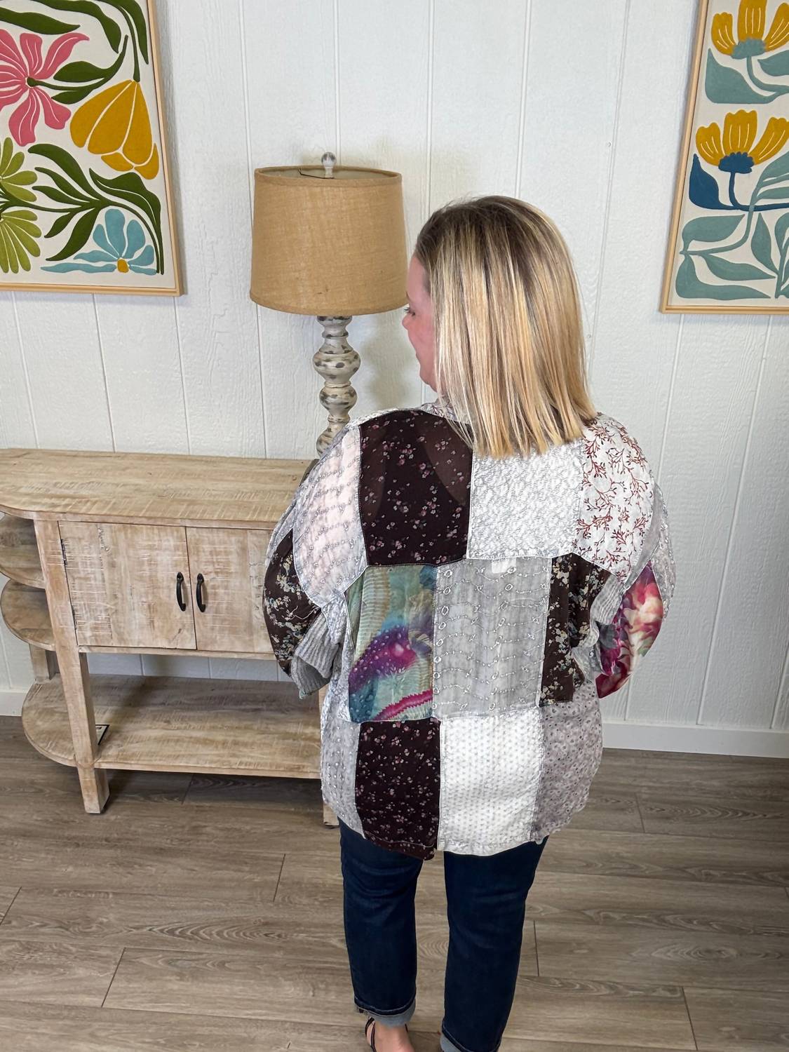 Young Threads Multi Print Kimono in slate - women's scarf - alternate view