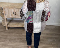 Young Threads Multi Print Kimono in slate - women's scarf - detail view