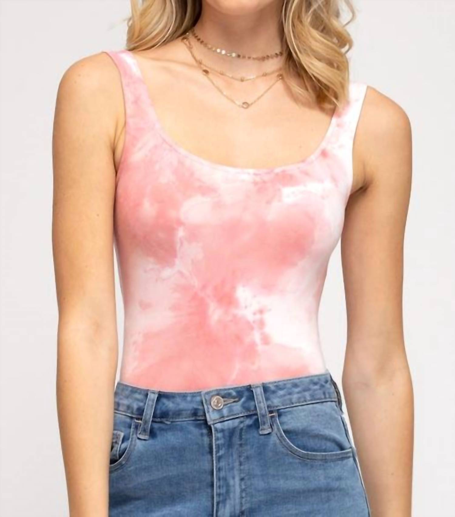 She + Sky - Sleeveless Tie dyed knit bodysuit