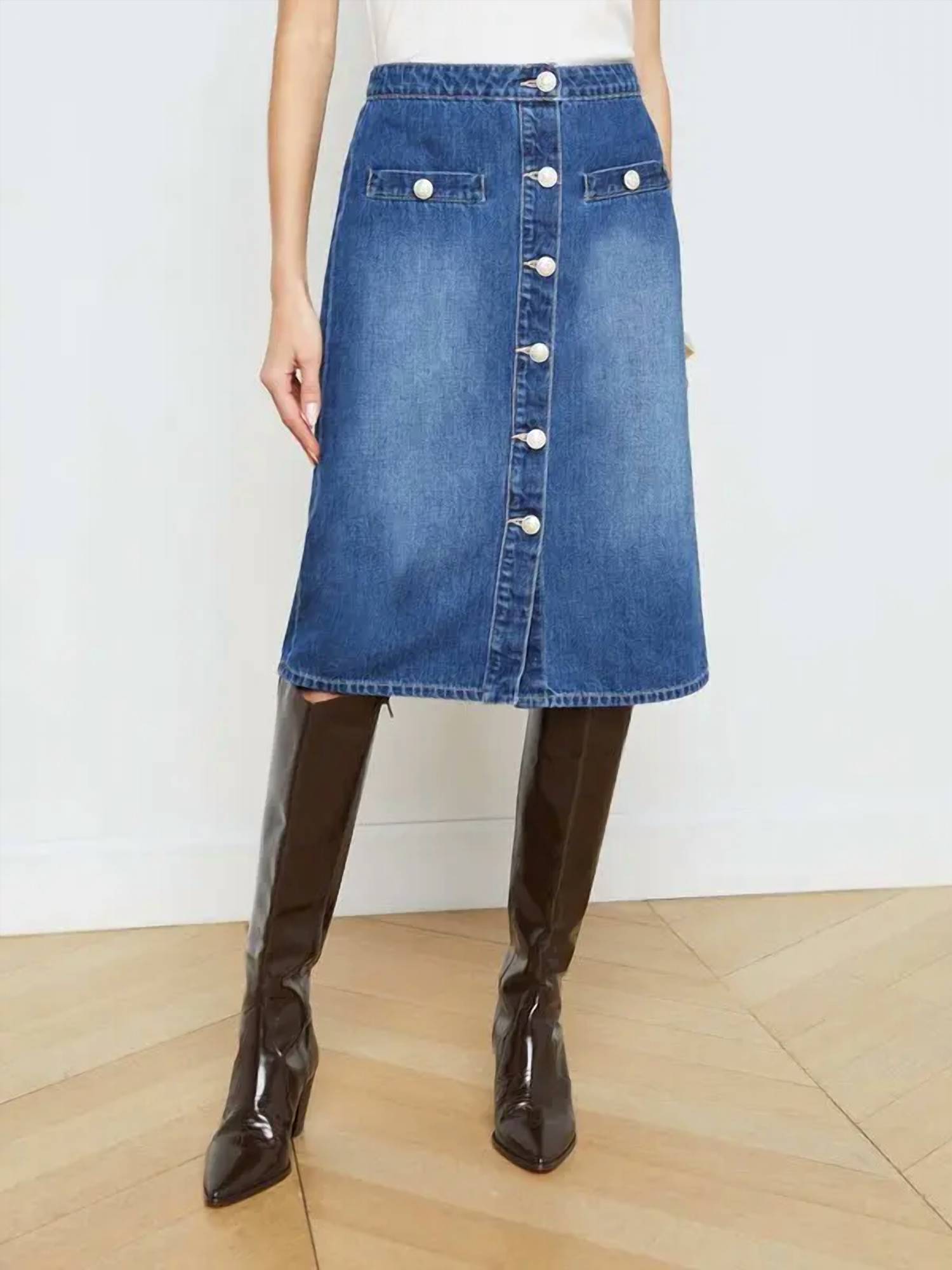 L'Agence - Landry A-line Midi Skirt