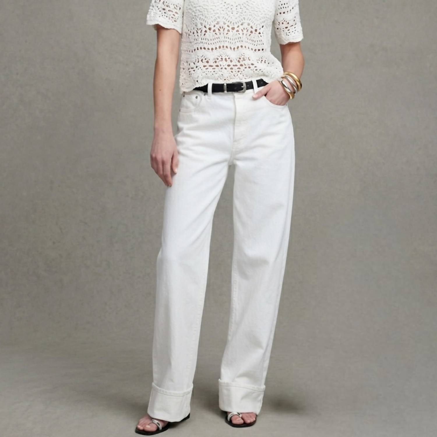Madewell Women's Low-slung Baggy Jeans in tile white - women's jeans