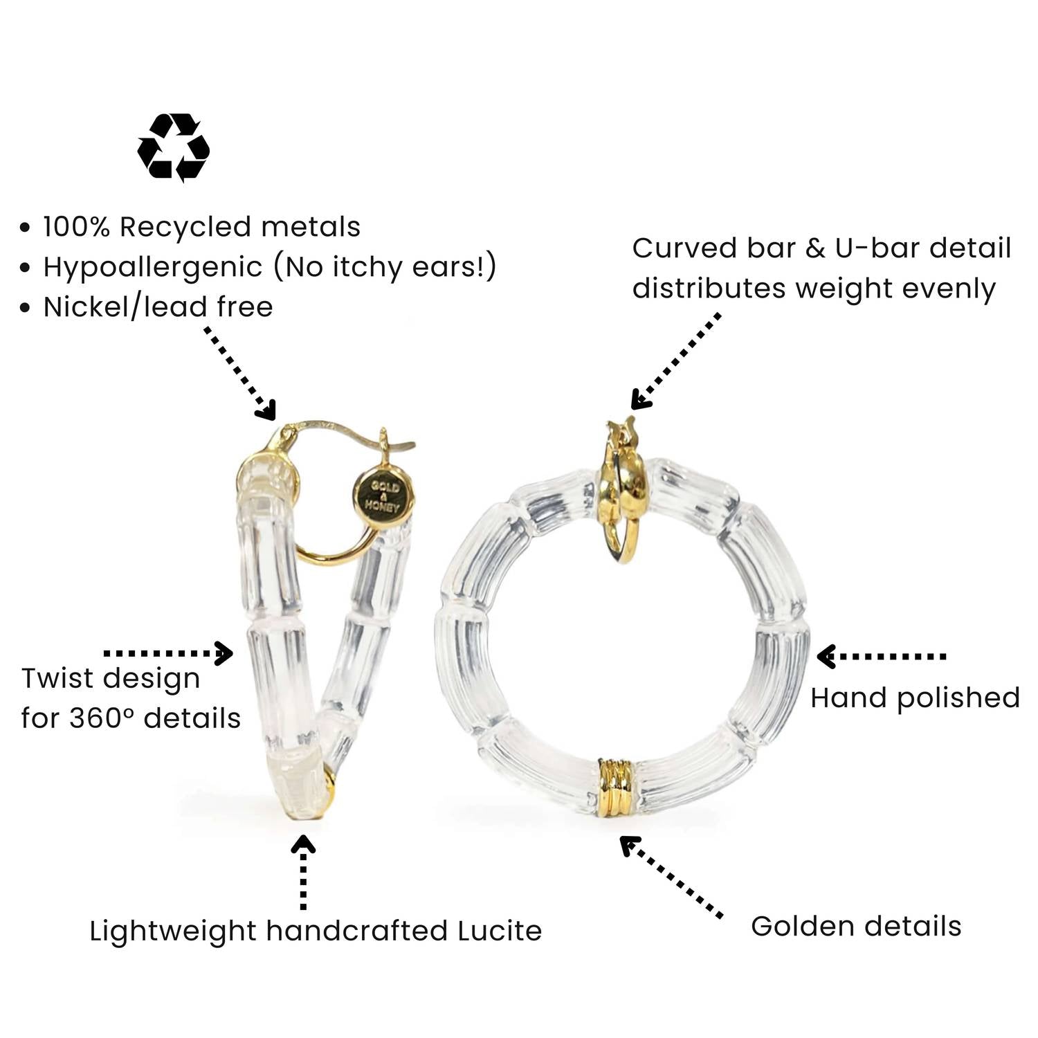 Gold & Honey - Women's Gala Bamboo Lucite Earrings