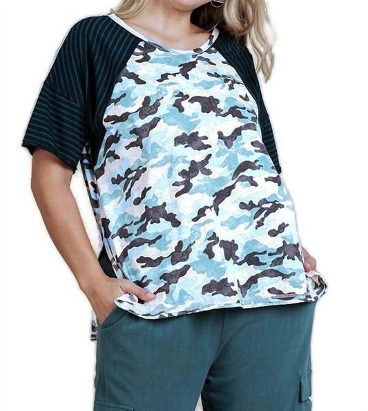Umgee - Camo & Striped Top - PLUS