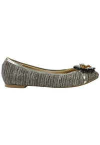 J. Renee Women's Panyin Glitter Flat in taupe gold - women's flats