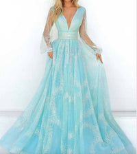 Tarik Ediz - Plunging V-neck Prom Dress