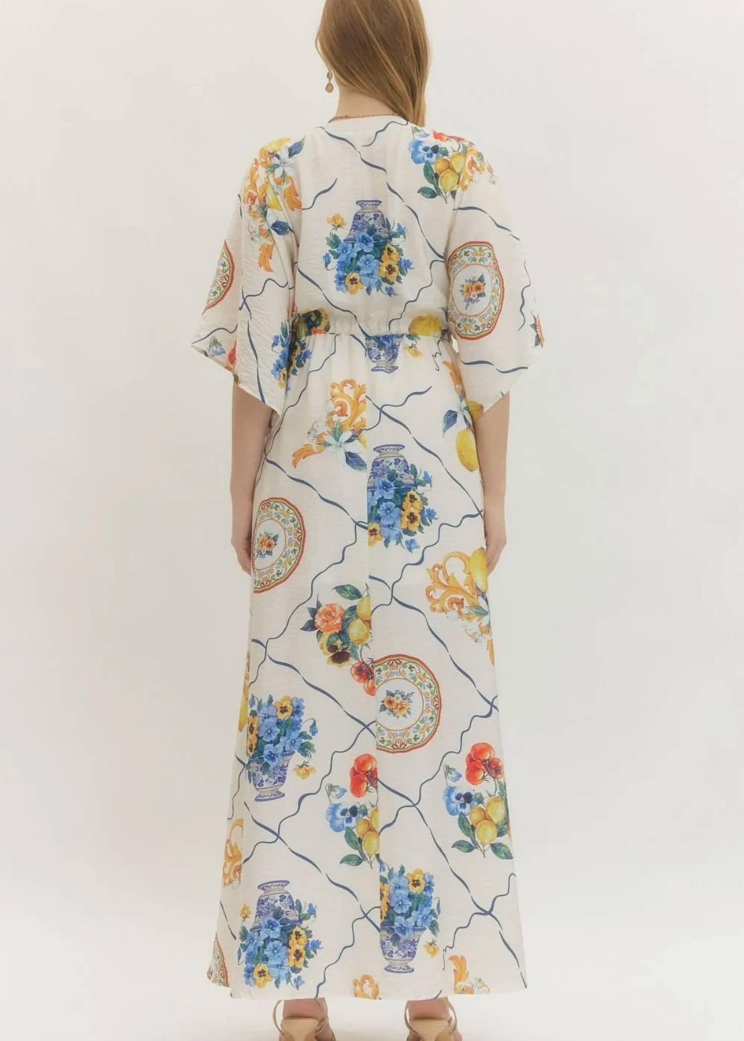 Entro - Print Short Sleeved Maxi Dress
