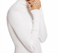 Wolford Viscose Rib Pullover in white - women's long sleeve top - alternate view