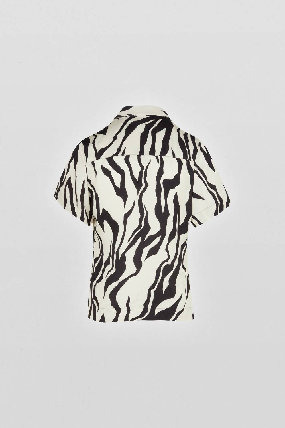 Maison Rabih Kayrouz Zebra Print Polo Shirt in black white - women's long sleeve top - view 4