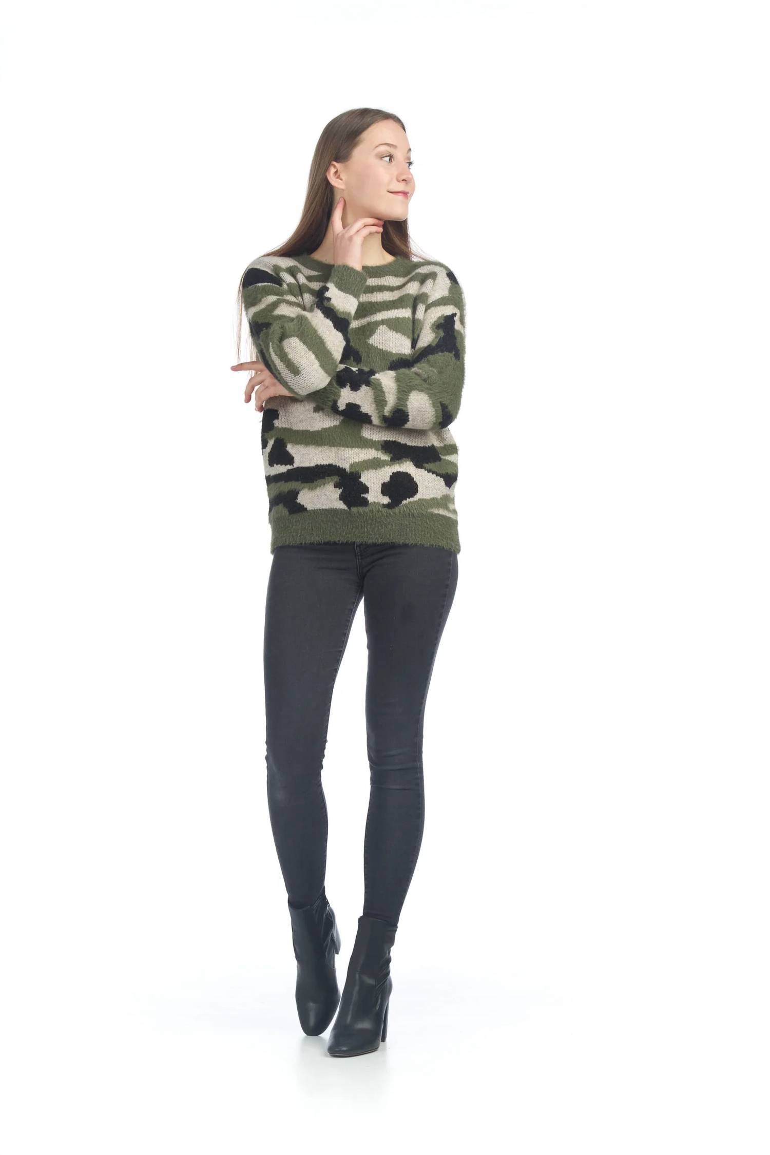 Papillon - Fuzzy Camo Crewneck Sweater