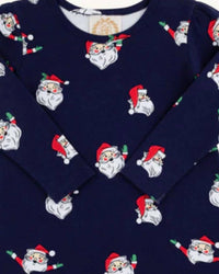 The Beaufort Bonnet Company Girls' Long Sleeve Pennys Play Dress in jolly old st nick - kids' dress - detail view