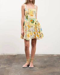 Moon River - Fruit Tile Print Corset Detail Mini Dress