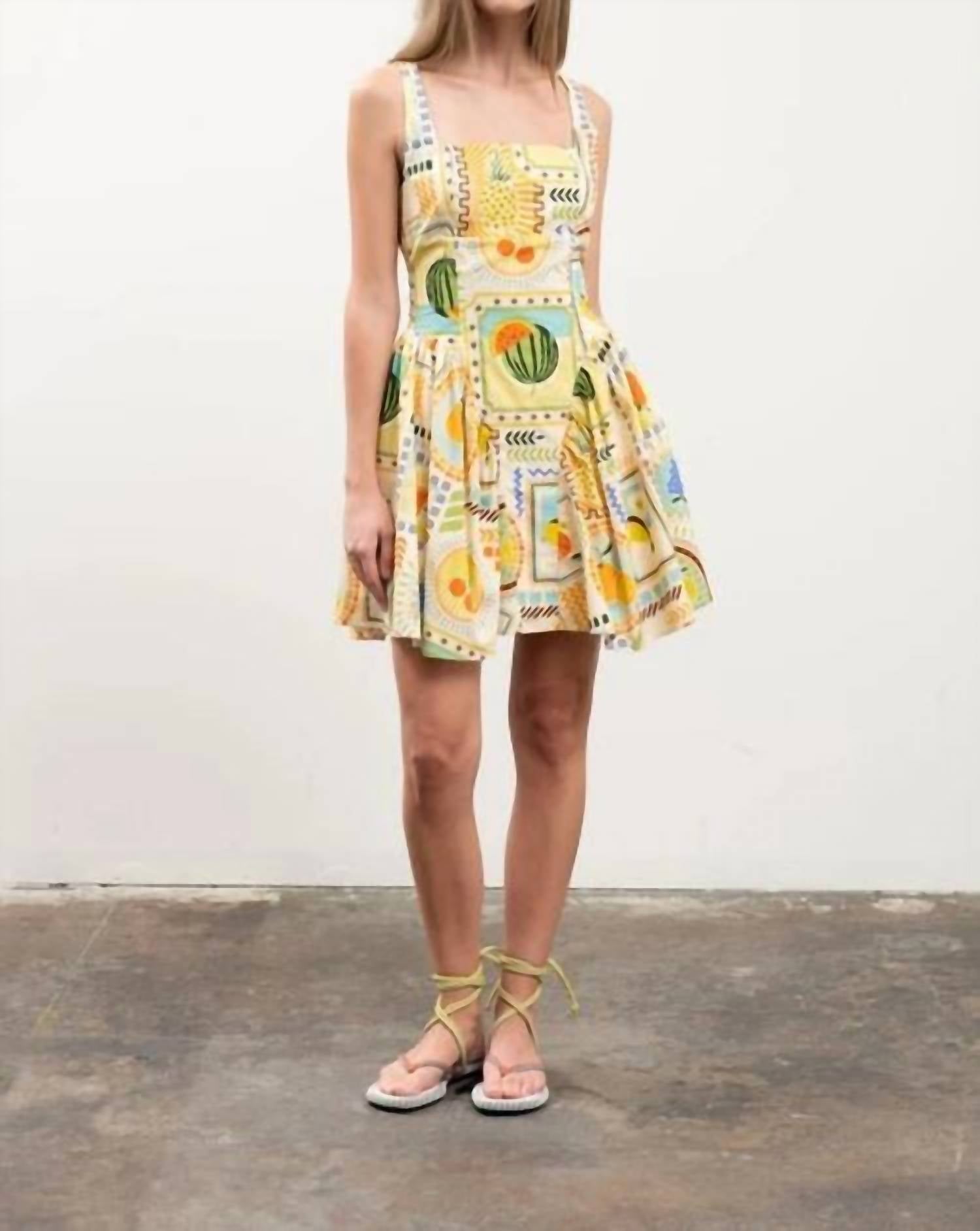 Moon River - Fruit Tile Print Corset Detail Mini Dress