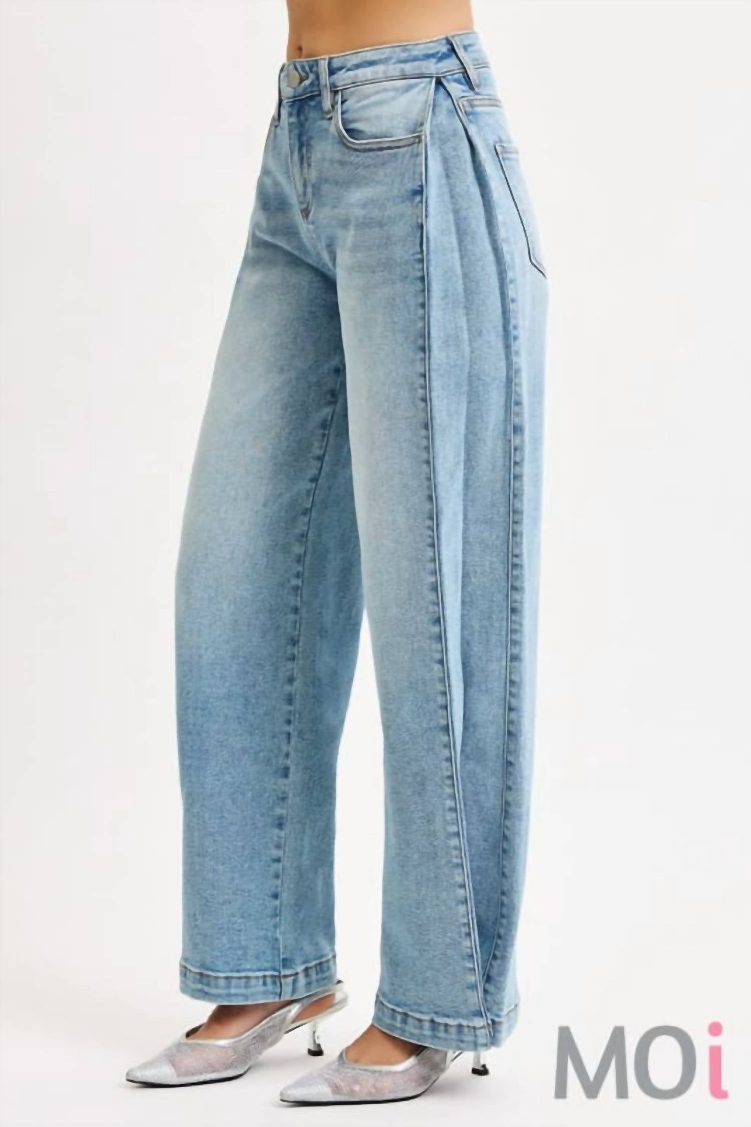 RISEN Mid Rise Wide With Transferable Leg Snap Jeans in blue - women's jeans - alternate view