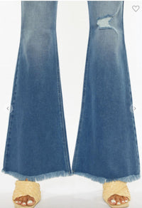 KanCan High Rise Exposed Button Flare Jeans in medium wash - women's jeans - view 4