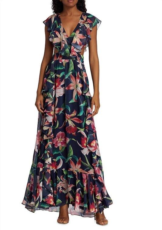 Patbo - Floral Print Laelia Ruffle Gown