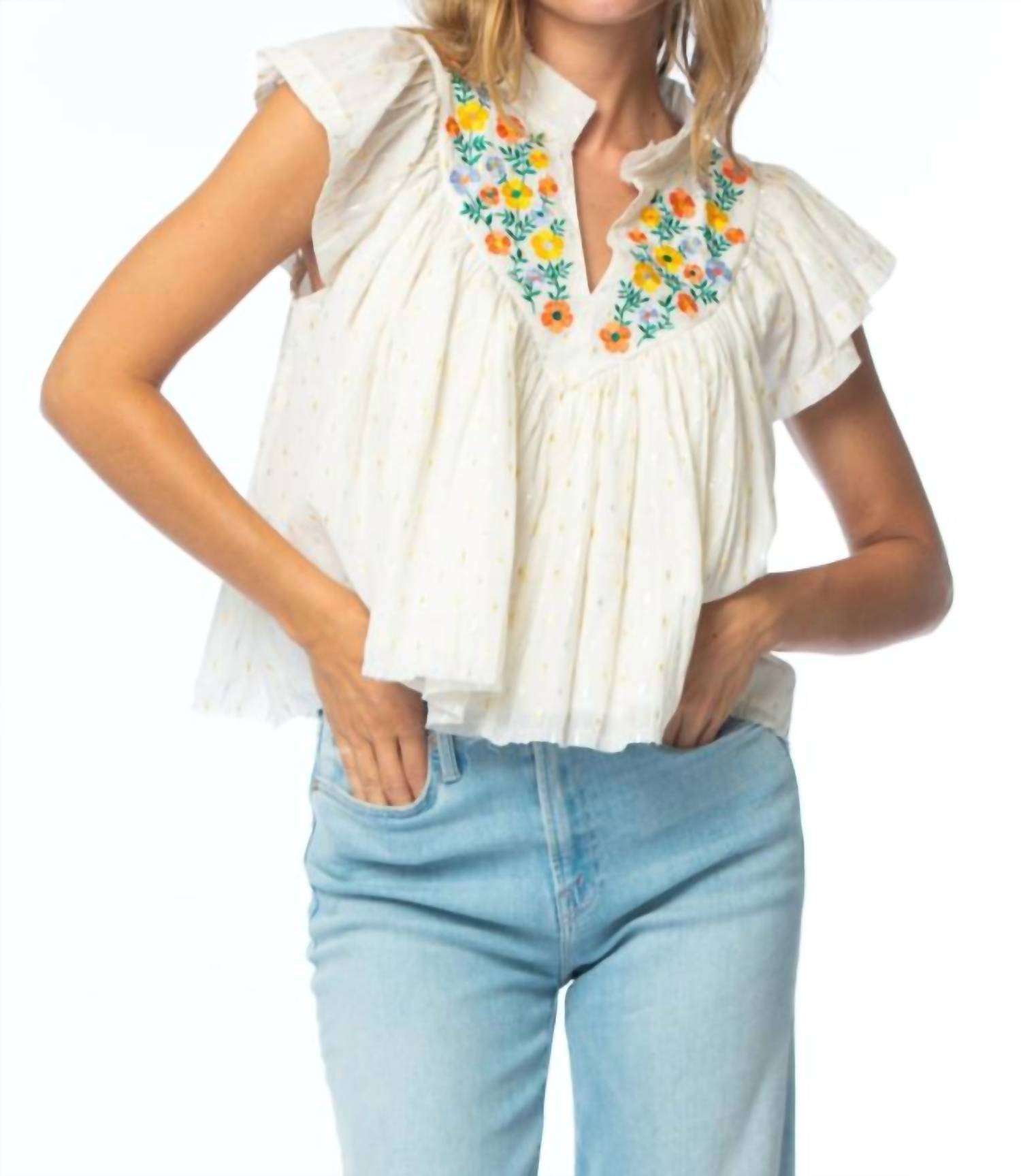 Tolani - Olene Embroidered Top
