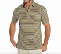 Criquet Terry Cloth Polo in dean stripe olive - men's shirt