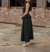 Sincerely Ours Brocade Midi Skirt in black - women's skirt - detail view
