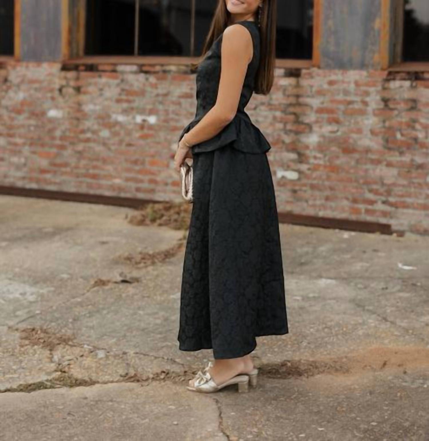 Sincerely Ours Brocade Midi Skirt in black - women's skirt - detail view