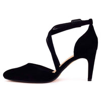 Clarks Women's Laina 85 Cross Heels in black suede - women's heels - detail view