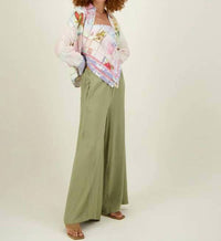 Me369 Ariel Wide Leg Pants in olive - women's pants - detail view