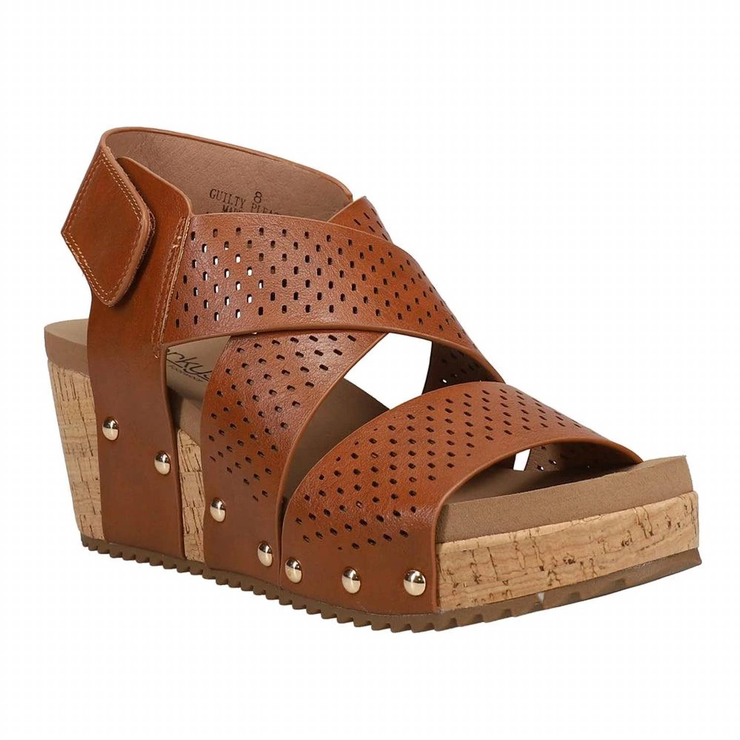 Corkys Footwear Women's Guilty Pleasure Platform Sandals in cognac - women's shoe