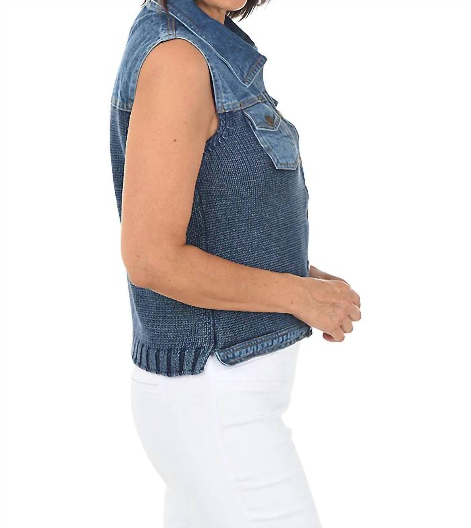 Pbj Blues - Button-front Denim Sweater Vest