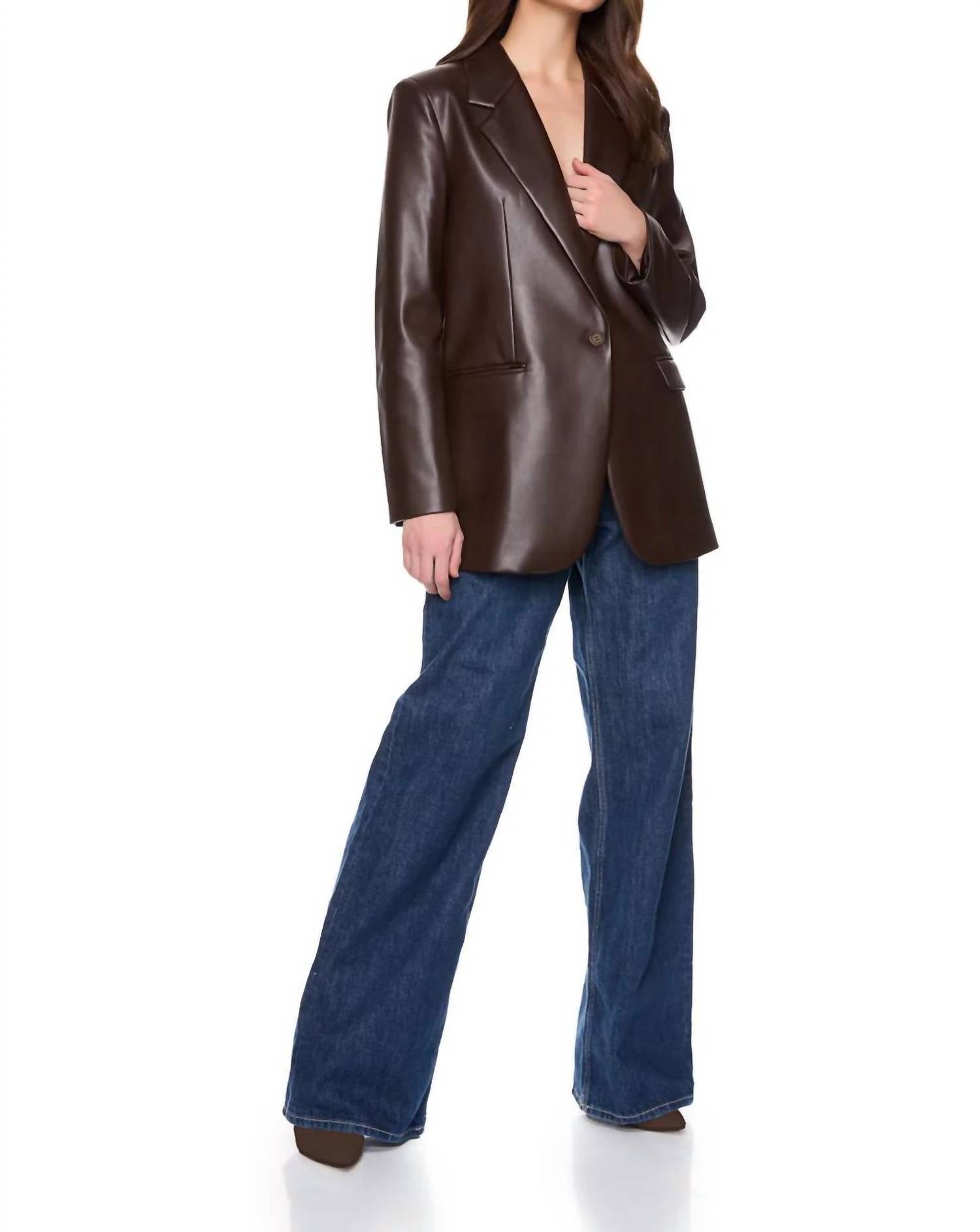 Susana Monaco - Faux Leather Boyfriend Blazer