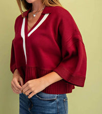 Gigio - V Neck Collared Sweater