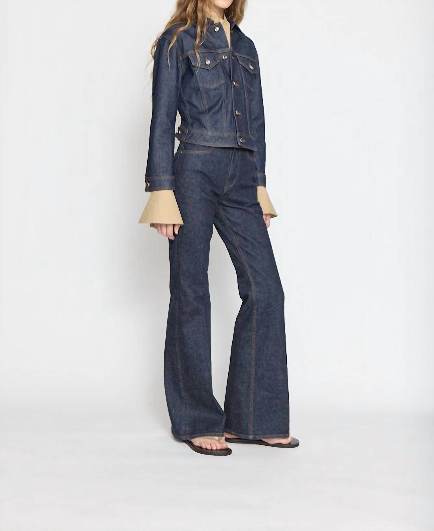 Ossou Hitch Denim Jacket in sable wash - women's jacket - detail view