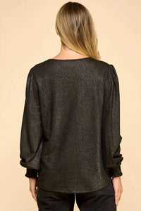 Les Amis - Long Sleeve Champagne Shimmer Blouse