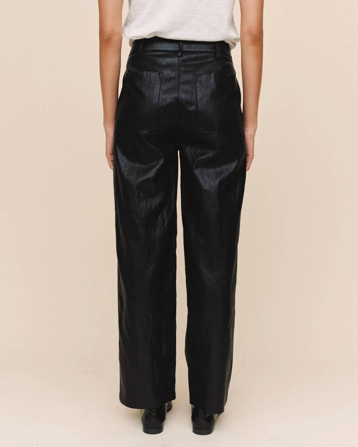 Bella Dahl Faux Leather Pant in black 1 - women's pants - alternate view