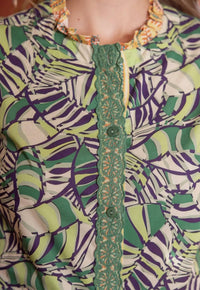 Voy - Ruffled Multi Print Button Down Top