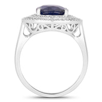 Diana M Jewels Women's Oval Natural Sapphire Fashion Ring (4.82 Ct) - Statement in 14k white gold - women's jewelry - detail view
