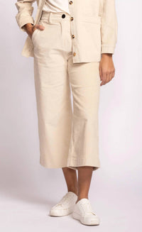 PINK MARTINI Midge Cropped Wide Leg Pants in off white - women's pants