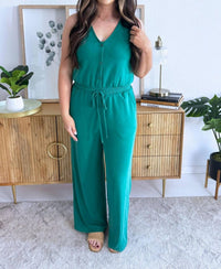 SKIES ARE BLUE Brushed Modal Jumpsuit in dark olive - women's pants