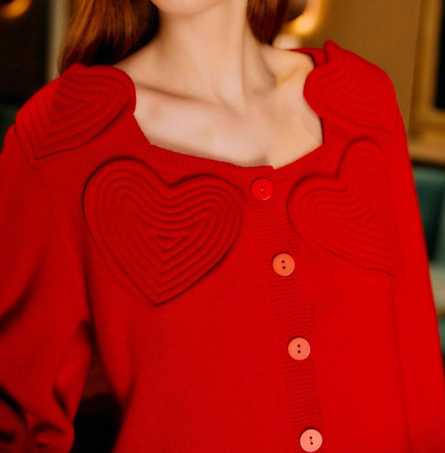 Farm Rio - Heartful Knit Long Sleeve Cardigan