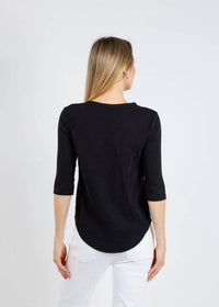 Elliott Lauren - Caroline Crewneck Tee With Rib Sleeve And Gusset