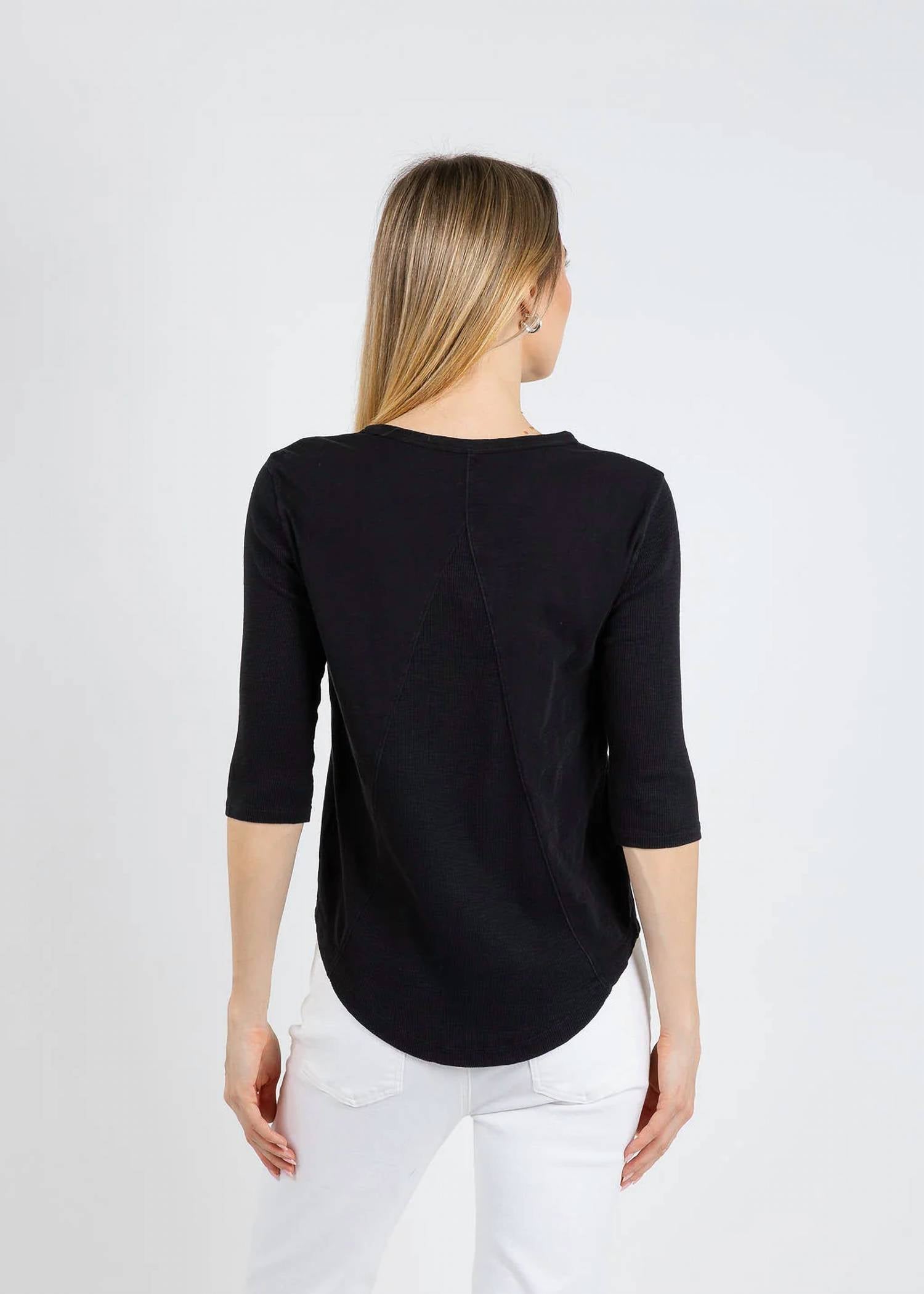 Elliott Lauren - Caroline Crewneck Tee With Rib Sleeve And Gusset