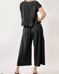 Davi & Dani - Cap Sleeve Top and Waistband Pant Set